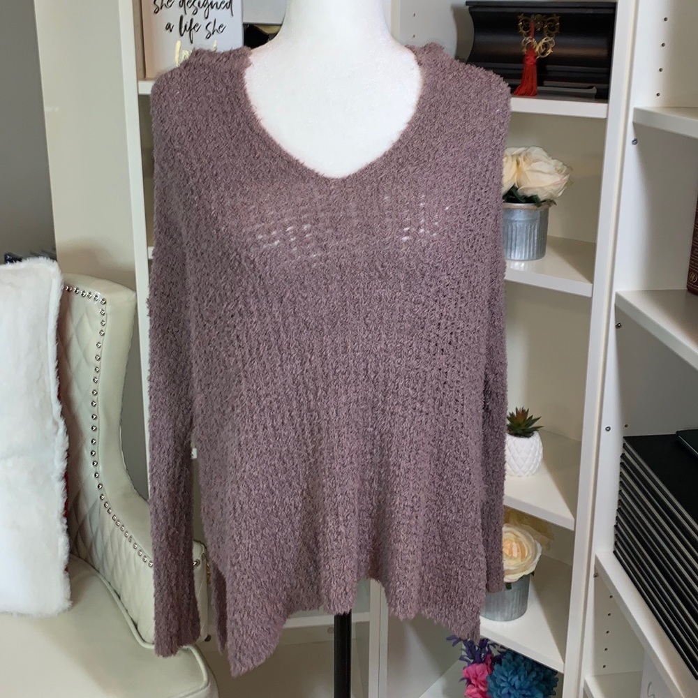 NWOT hooded sweater. Extra length in the back.